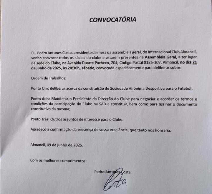 Convocatória da assembleia geral